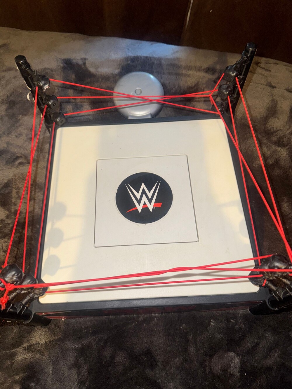 WWE Wrestling Ring RAW Toy with Red Ropes and White Mat